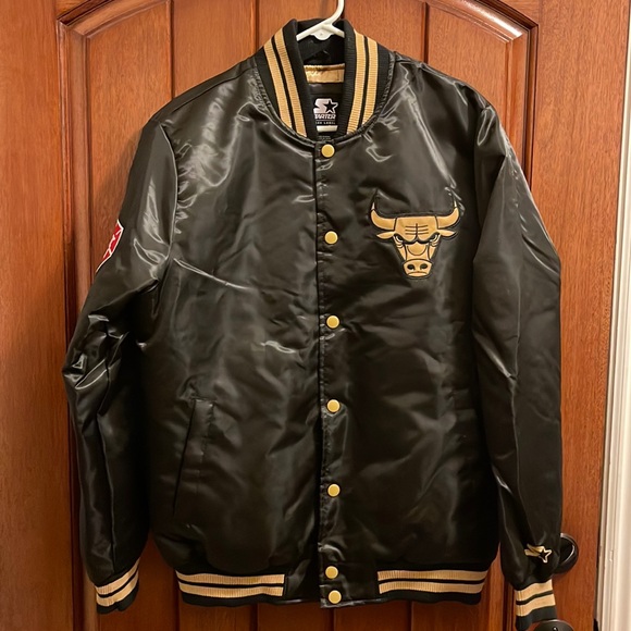 STARTER Other - Starter Chicago Bulls Black Label 75th Anniversary Black Gold Jacket Size Med